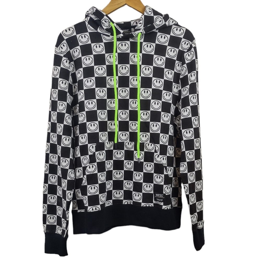 Wesc Mike Checkboard Smiley Face Unisex Hoodie NWT Size M